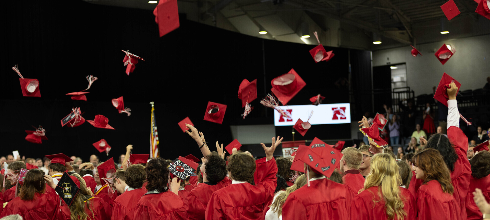 Hat toss at graduation