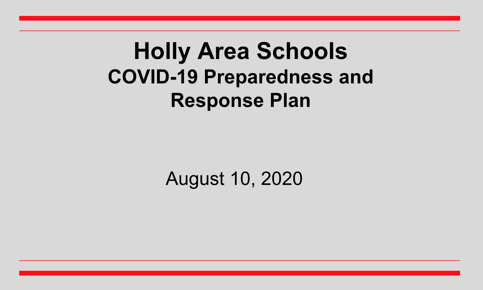 Covid-19 Preparedness and Response Plan